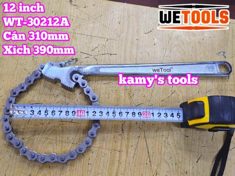 Cờ lê xích 12 inch Wetools WT-30212A thép chrome mở được ống 110mm