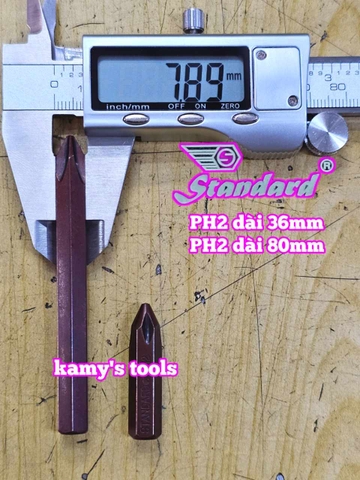 Mũi vít đóng bake 4 cạnh PH2 thép cao cấp S2 dài 36mm 80mm Standard