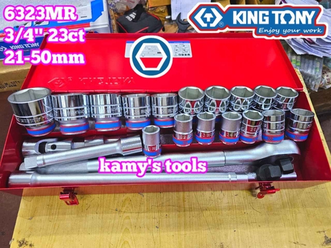 Bộ tuýp 3/4 inch 6 cạnh 23 chi tiết 21-50mm Kingtony 6323MR