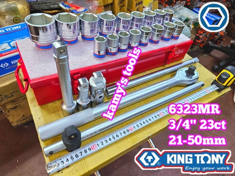 Bộ tuýp 3/4 inch 6 cạnh 23 chi tiết 21-50mm Kingtony 6323MR