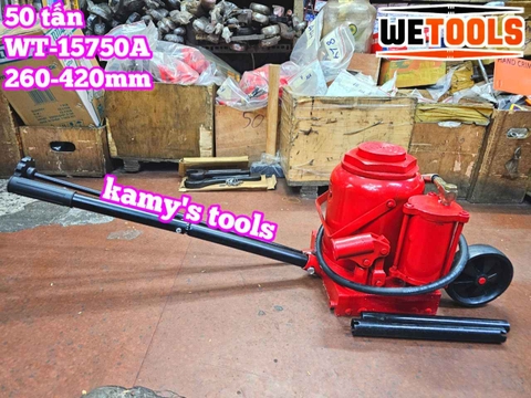Kích con đội hơi khí nén 50 tấn Wetools WT-15750A chiều cao 260-420mm