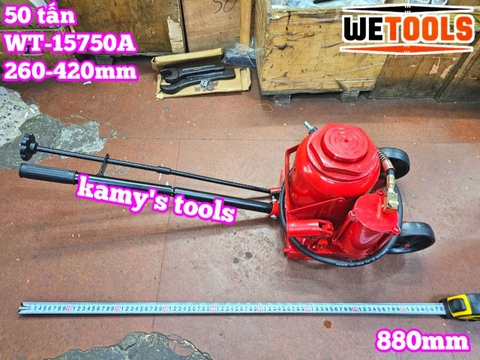 Kích con đội hơi khí nén 50 tấn Wetools WT-15750A chiều cao 260-420mm