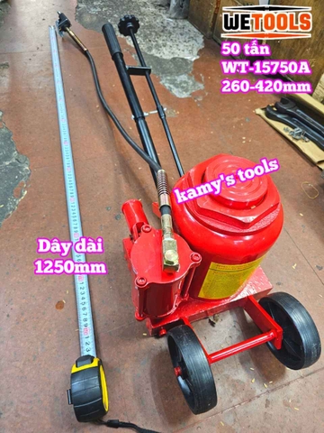 Kích con đội hơi khí nén 50 tấn Wetools WT-15750A chiều cao 260-420mm