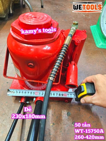 Kích con đội hơi khí nén 50 tấn Wetools WT-15750A chiều cao 260-420mm