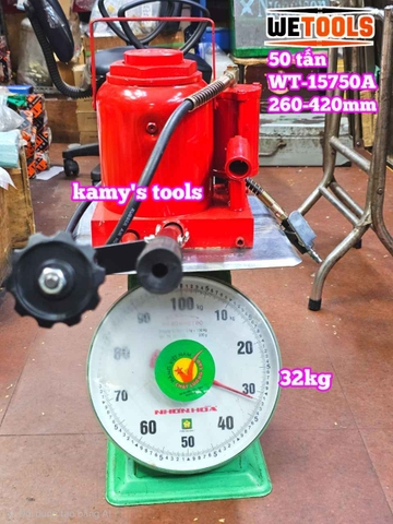 Kích con đội hơi khí nén 50 tấn Wetools WT-15750A chiều cao 260-420mm
