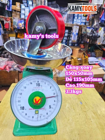 Combo đế càng XOAY và bánh xe PU mâm gang 150mm 150x50mm Kamytools KMT-XOAY150PU