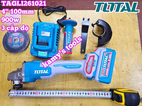 TAGLI261021 Máy mài góc dùng pin Lithium 20V Total 4 inch 100mm (1 pin+1 sạc)