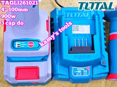 TAGLI261021 Máy mài góc dùng pin Lithium 20V Total 4 inch 100mm (1 pin+1 sạc)