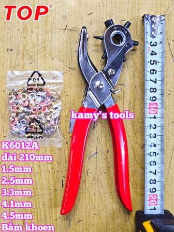 Kìm bấm lỗ dây nịt TOP K6012A kèm 100 khoen (kìm bấm lỗ thắt lưng, kềm bấm lỗ dây nịt)