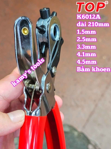 Kìm bấm lỗ dây nịt TOP K6012A kèm 100 khoen (kìm bấm lỗ thắt lưng, kềm bấm lỗ dây nịt)