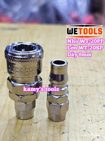 Bộ nối nhanh hơi khí nén dùng cho dây hơi 8mm 20SP 20PP Wetools WT-20PP WT-20SP