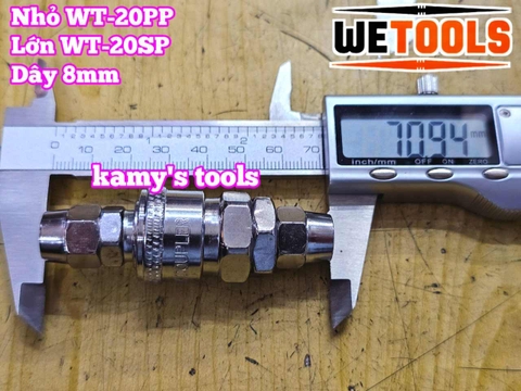 Bộ nối nhanh hơi khí nén dùng cho dây hơi 8mm 20SP 20PP Wetools WT-20PP WT-20SP