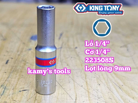 Đầu tuýp 1/4 inch dài 6 cạnh cỡ 1/4 inch Kingtony 223508S