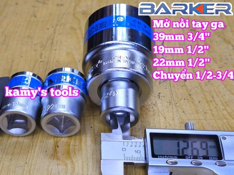 Combo bộ đầu tuýp đầu khẩu 39mm mở nồi xe tay ga Barker 4 chi tiết BARKER-23204