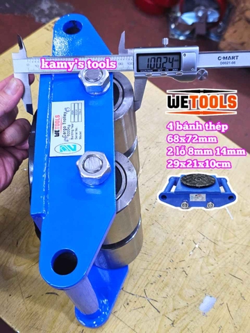 Con rùa chuyển hàng bánh sắt CRA-4 6 tấn Wetools 4 bánh xe di chuyển nâng hạ máy móc