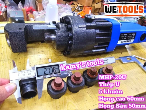 Máy đột lỗ thủy lực điện MHP-20 công suất 1800w miệng rộng đột sắt thép U