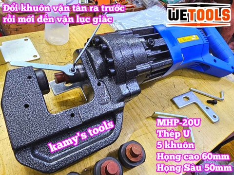 Máy đột lỗ thủy lực điện MHP-20 công suất 1800w miệng rộng đột sắt thép U