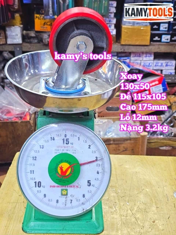 Combo đế càng XOAY và bánh xe PU mâm gang 130mm 130x50mm Kamytools KMT-XOAY130PU