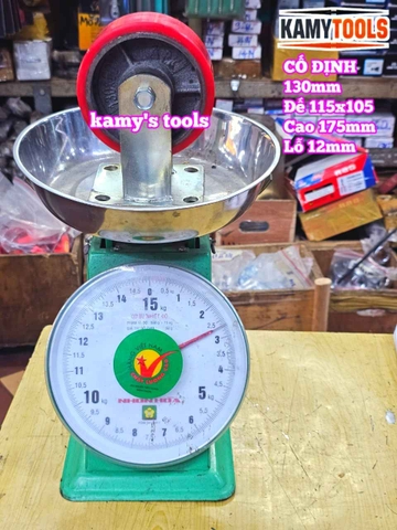 Combo đế càng CỐ ĐỊNH và bánh xe PU mâm gang 130mm 130x50mm Kamytools KMT-CD130PU