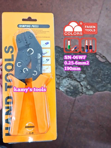 Kìm bấm cos pin tròn rỗng Fasen SN-06WF 0.25-6mm2 dài 190mm