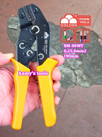 Kìm bấm cos pin tròn rỗng Fasen SN-06WF 0.25-6mm2 dài 190mm