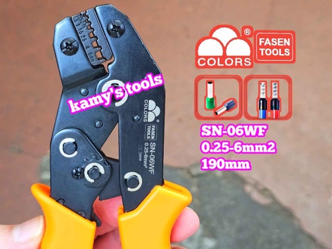 Kìm bấm cos pin tròn rỗng Fasen SN-06WF 0.25-6mm2 dài 190mm