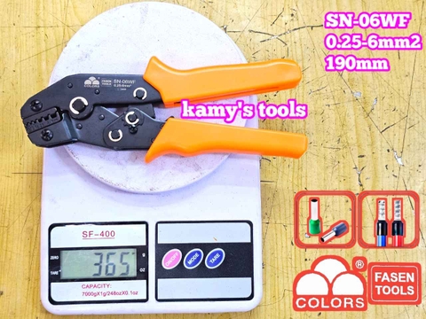 Kìm bấm cos pin tròn rỗng Fasen SN-06WF 0.25-6mm2 dài 190mm