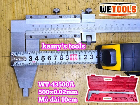 Thước kẹp cơ khí 500mm x 0.02mm mỏ cặp dài 10cm thước cặp Wetools WT-43500A