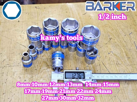 Combo bộ đầu tuýp 1/2 inch ngắn 14 chi tiết 6 cạnh Barker 8-32mm BAKE-222314A