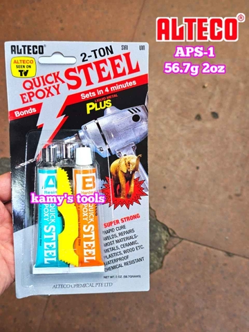 Keo AB 2 thành phần Alteco Quick Epoxy Steel Plus 56.7g siêu dính trên kim loại, nhựa, gỗ, gốm sứ