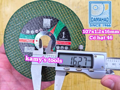 Đá cắt kim loại Hải Dương 100mm lỗ 16mm dày 1.2mm DAMAIHAD CN 107.1,2.16