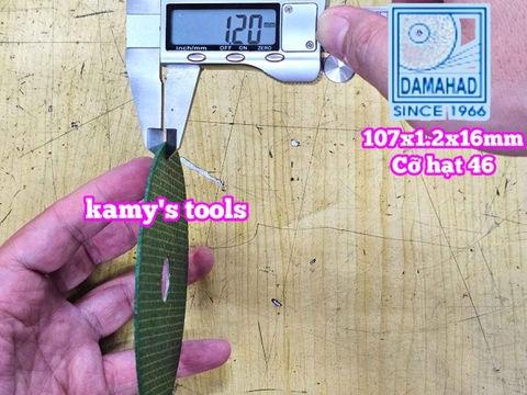 Đá cắt kim loại Hải Dương 100mm lỗ 16mm dày 1.2mm DAMAIHAD CN 107.1,2.16