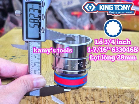 Đầu tuýp trắng 3/4 inch Kingtony 12 cạnh 1-5/16, 1-3/8, 1-7/16, 1-9/16, 1-5/8, 633042S 633044S 633046S 633050S 633052S