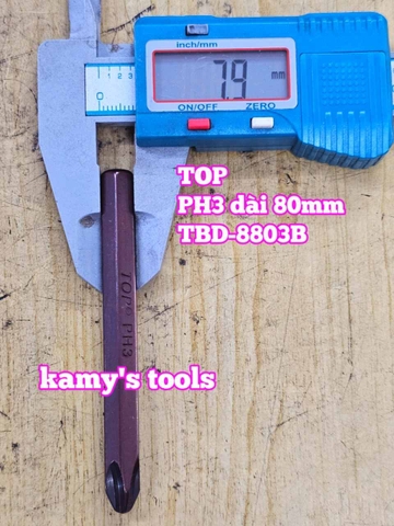 Mũi vít đóng bake 4 cạnh PH3 8mm 5/16 inch dài 80mm TOP model TBD-8803B