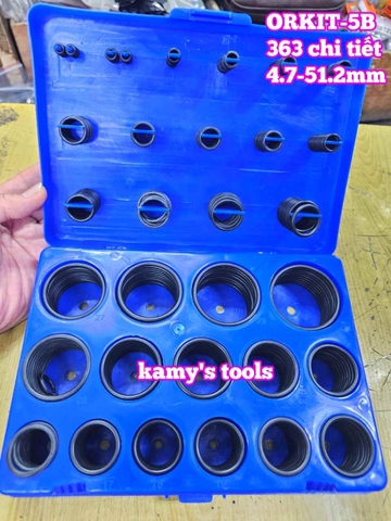 Hộp gioăng sin oring ron cao su vòng đệm 363 chi tiết ORKIT-5B Wetools 4.7-51.2mm LOẠI B MÀU XANH
