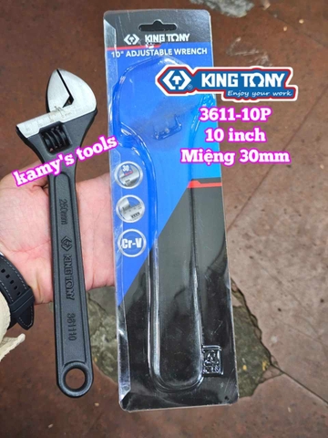Mỏ lết miệng đen Kingtony 10 inch 250mm 3611-10P miệng mở 0-30mm