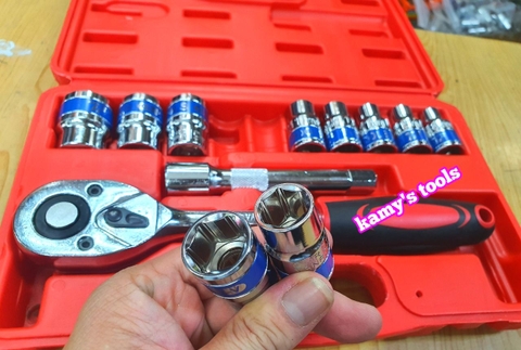 Bộ tuýp khẩu cần tự động có khúc nối 12 chi tiết 1/2 inch 8mm-24mm Tifone, bộ đồ nghề sửa chữa xe