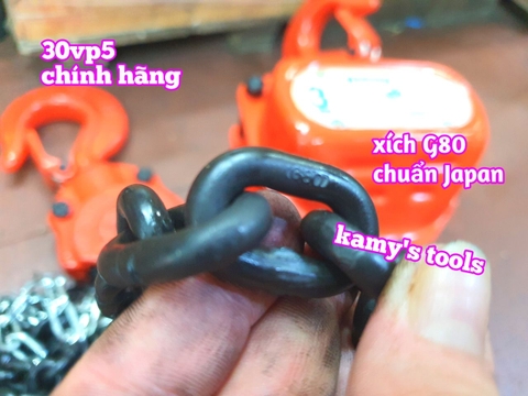 Pa lăng xích kéo tay Nitto 3 tấn 3m (3 mét) 5m (5 mét) model 30VP5 loại CB-II xích đóng logo G80 chính hãng cao cấp
