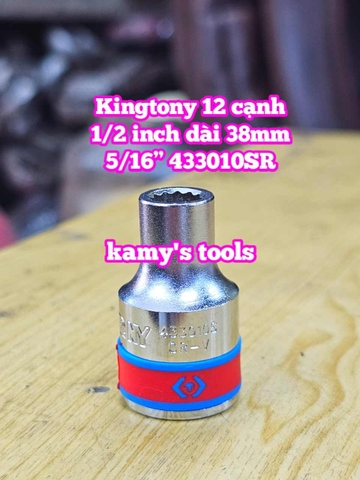 Đầu tuýp trắng 1/2 inch Kingtony 12 cạnh 5/16 3/8 7/16 15/32 1/2 inch 433010S 433012S 433014S 433015S 433016S