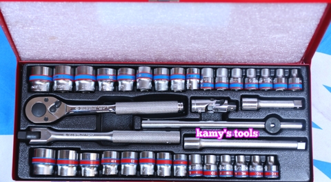 Bộ tuýp 3/8 inch Kingtony 3036CR 12 cạnh 36 chi tiết hệ inch và hệ mét
