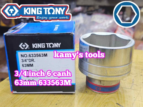 Đầu tuýp 3/4 inch 6 cạnh trắng Kingtony 52mm 55mm 60mm 63mm 70mm 633552M 633555M 633560M 633563M 633570M