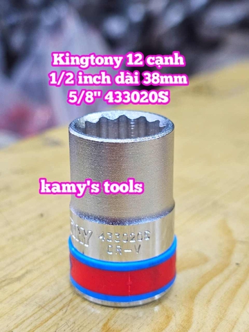 Đầu tuýp trắng 1/2 inch Kingtony 12 cạnh 9/16, 5/8, 11/16, 3/4, 13/16 inch 433018S 433020S 433022S 433024S 433026S