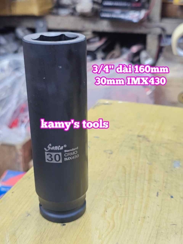 Đầu tuýp 3/4 inch Santa đen dài 160mm cỡ 30mm 32mm 36mm 41mm 46mm IMX430 IMX432 IMX436 IMX441 IMX446