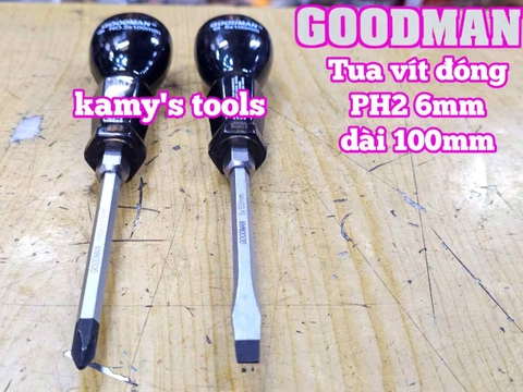 Tua vít đóng Goodman bake PH2 dẹp 6mm dài 100mm P98+6x100 P98-6x100