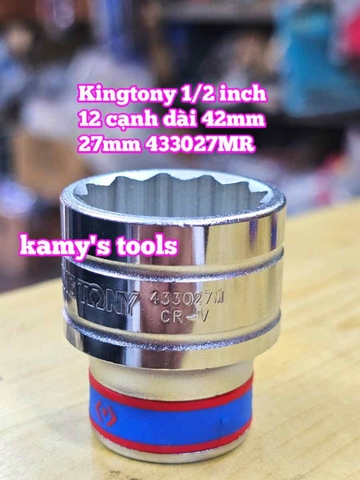 Đầu tuýp trắng ngắn 1/2 inch Kingtony 12 cạnh 24mm 25mm 26mm 27mm 28mm 433024MR 433025MR 433026MR 433027MR 433028MR