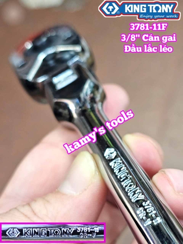 Cần tự động đầu lắc léo cán gai nhám 3/8 inch Kingtony 3781-11F dài 11 inch 280mm