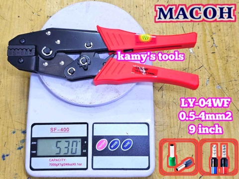 Kìm bấm cos pin tròn rỗng Mahco LY-04WF dài 9 inch 0.5-4mm2