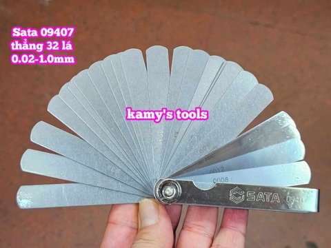 Thước căn lá dưỡng đo độ dày đo khe hở căn chỉnh cò xupap Sata 32 lá loại thẳng 09407 cỡ 0.02-1.0mm