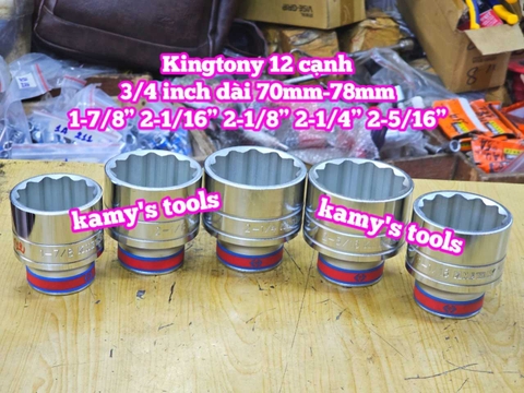 Đầu tuýp trắng 3/4 inch Kingtony 12 cạnh 1-7/8, 2-1/16, 2-1/8, 2-1/4, 2-5/16, 633060S 633066S 633068S 633072S 633074S