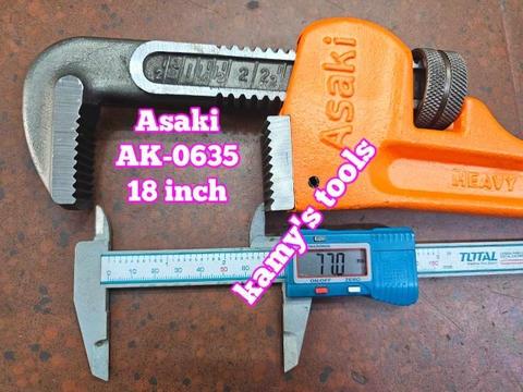 Mỏ lết răng Asaki AK-0635 dài 18 inch 450mm ngàm mở tối đa 60mm